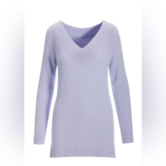 Boston Proper Women's V Neck Cozy Sweater in Lavender Bloom Size Large - Picture 1 of 8